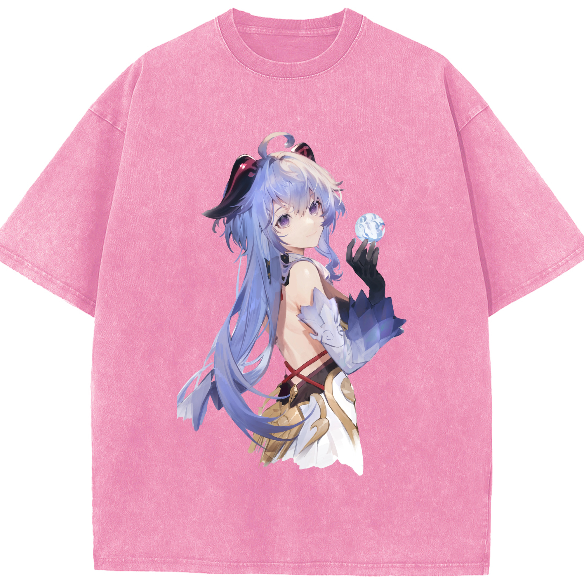 げんし神 甘雨 かんう genshin Ganyu 綿100% ヴィンテージ風 半袖Tシャツ（フロントプリント）
